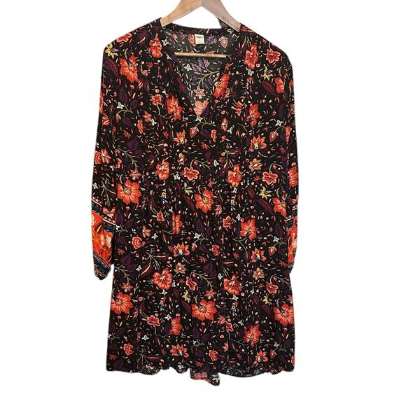 Old Navy Women Shift Dress L Black Abstract Floral Boho Cottagecore Whimsigoth - Picture 1 of 10